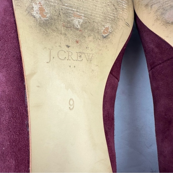 J Crew Shoes 9 Burgundy Suede Slip On Womens Heels - Picture 7 of 7